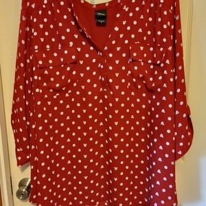 Torrid sz 6 (6x) Minnie Mouse Polka Dot Shirt Disney